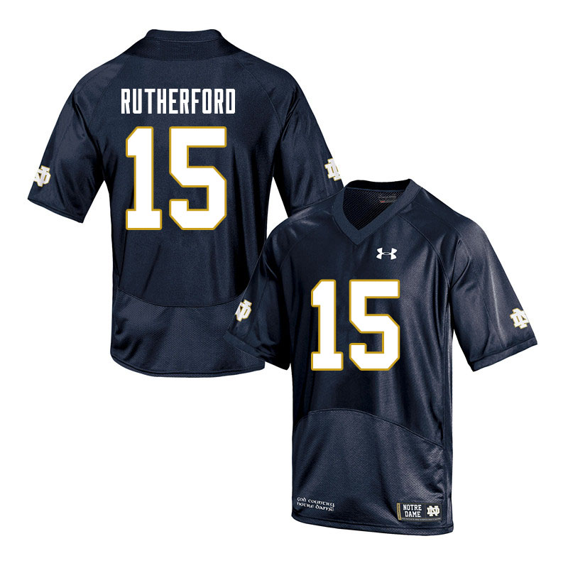 Men #15 Isaiah Rutherford Notre Dame Fighting Irish College Football Jerseys Sale-Navy